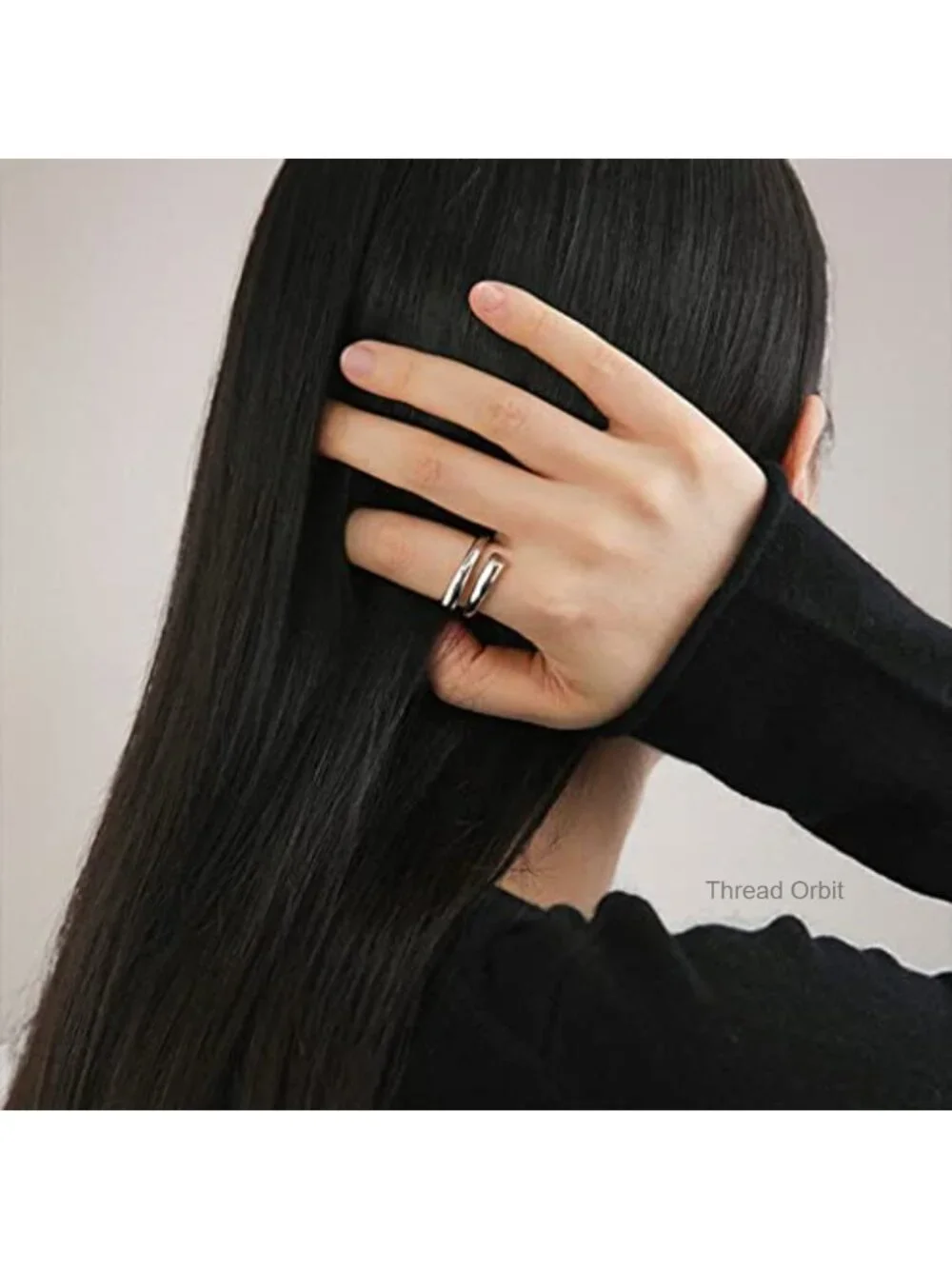 Adjustable 925 Sterling Silver Double Line Thumb Ring Stacking Ring High Polish